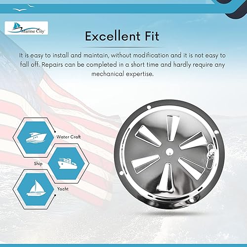 Miniatura 6 de MARINE CITY Placa de ventilación de cabina de acero inoxidable pulido de grado 304, cubierta de ventilación redonda, placa de ventilación de