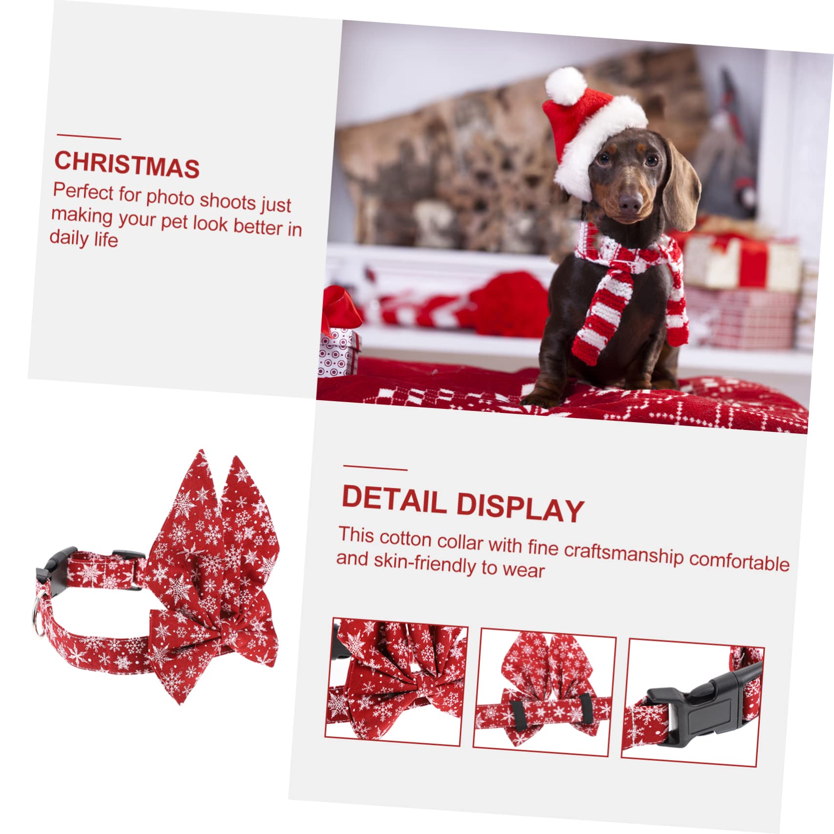 Didiseaon Collier pour Chat avec Nœud Décoratif Accessoire de Noël pour Animaux Collier de Noël Ajustable pour Chat