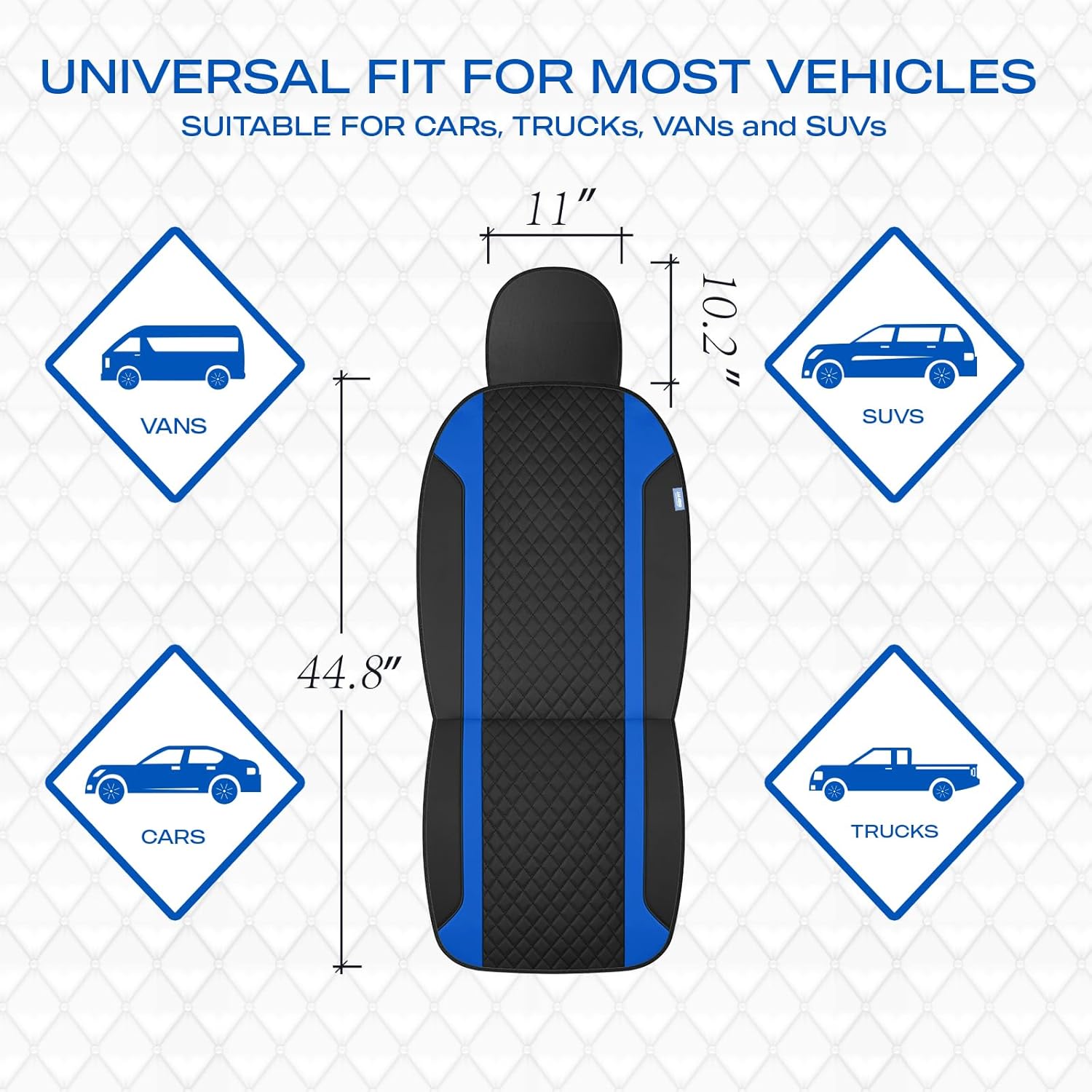 Skechers Seat Covers Contour Foam Cozy Fit,Leather Car Seat Covers, Car Seat Covers Front Seats Airbag Compatible, Universal Automotive Comfort for Most Cars, Vans, Trucks, SUV,Blue
