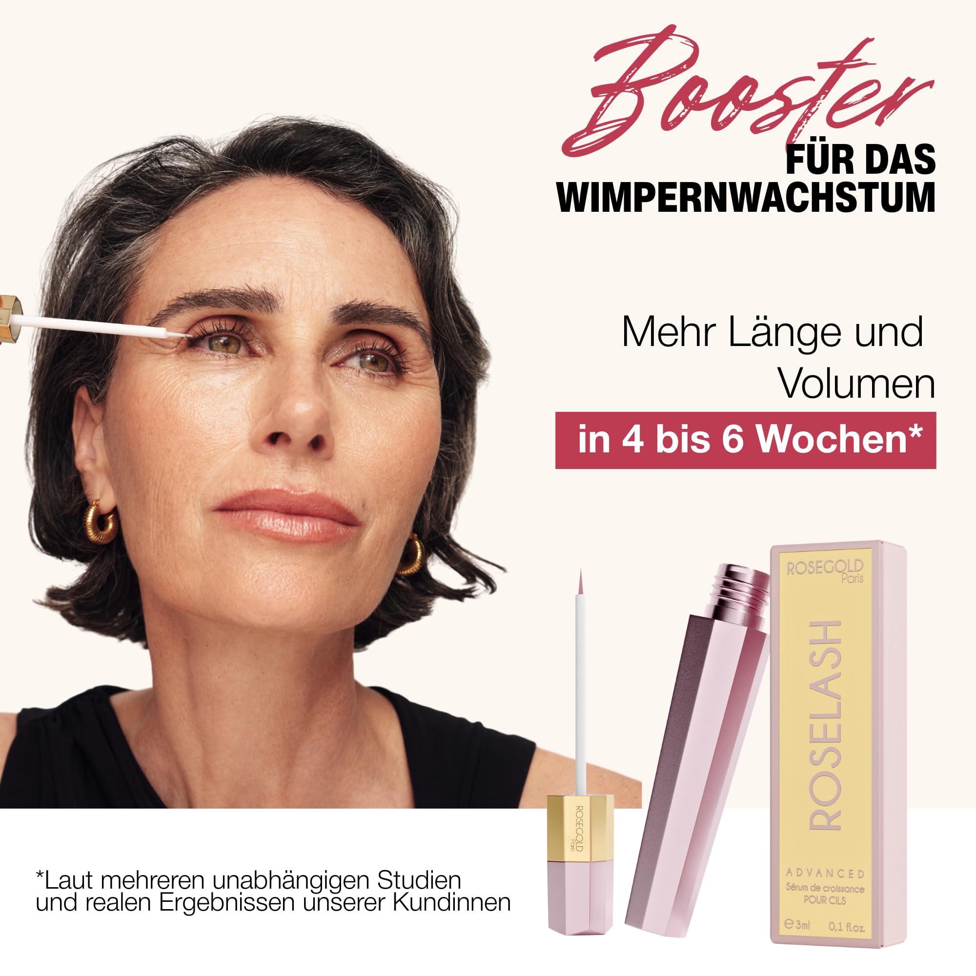 ROSEGOLD ROSELASH Advanced Wimpernserum Biotin für längere Wimpern Vegan | 95 % natürlich mit Biotinyl GHK & Panthenol, fortschrittliche Formel, hormon- und parfümfrei
