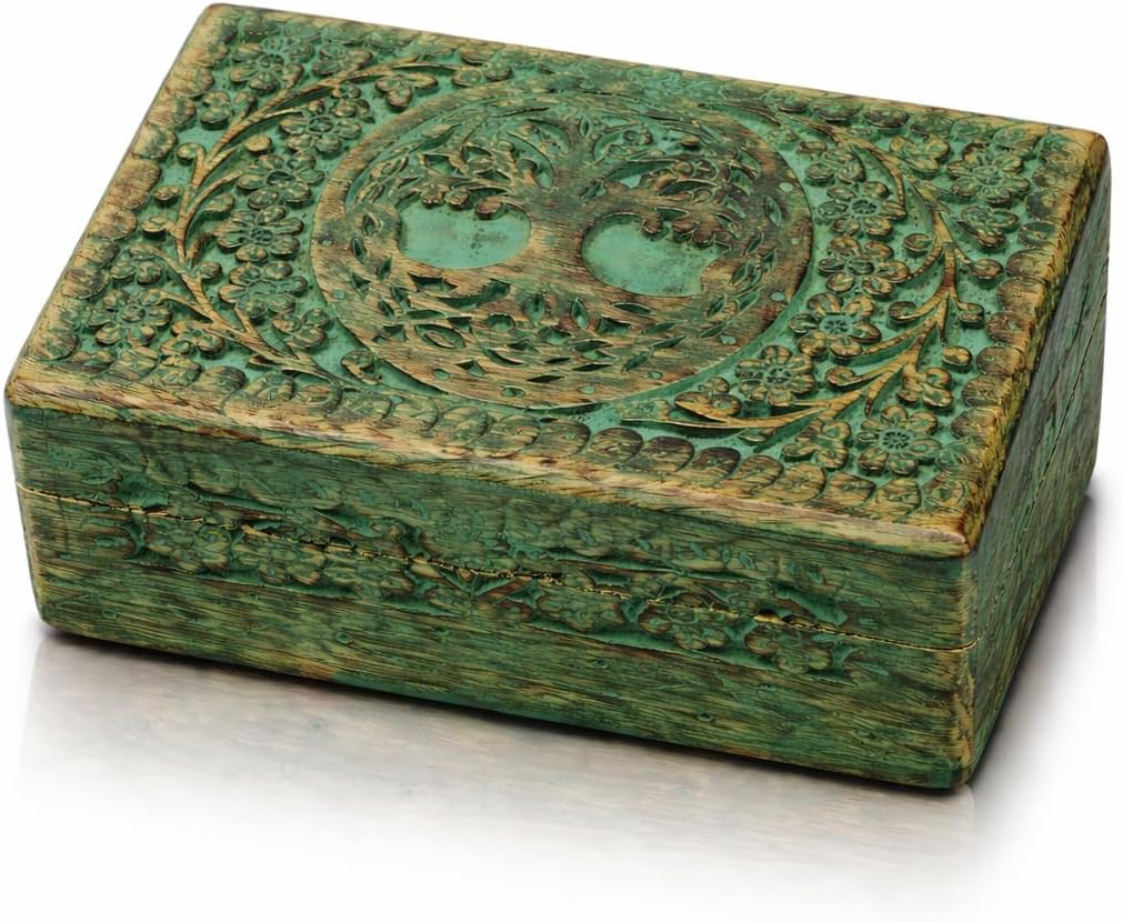 Handmade Wooden Jewelry & Keepsake Box, Decorative Storage Box, 8 x 5 Inch