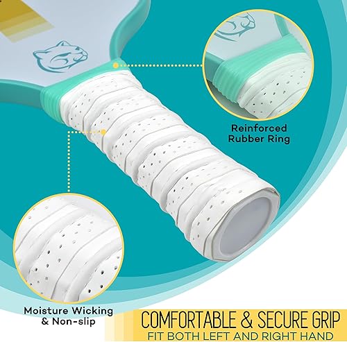 Miniatura 3 de Juego de 2 palas de pickleball de fibra de carbono con 2 paletas, funda de transporte, 4 bolas, juego de 2 paletas ligeras con 4 bolas, 1 bolsa,