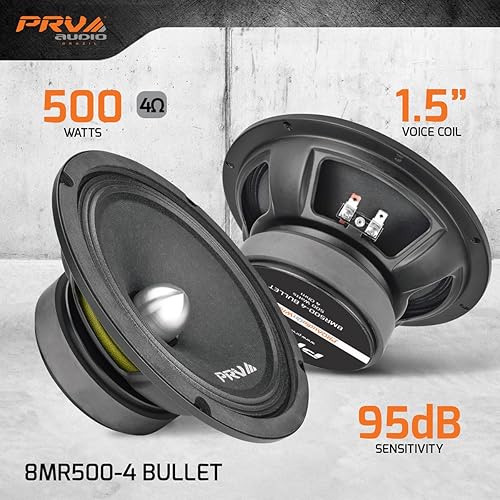 Miniatura 2 de PRV AUDIO Altavoz de rango medio de 8 pulgadas 8MR500-4, potencia de programa de 500 vatios, 4 ohmios, altavoces de bala de bobina de voz de 1.5