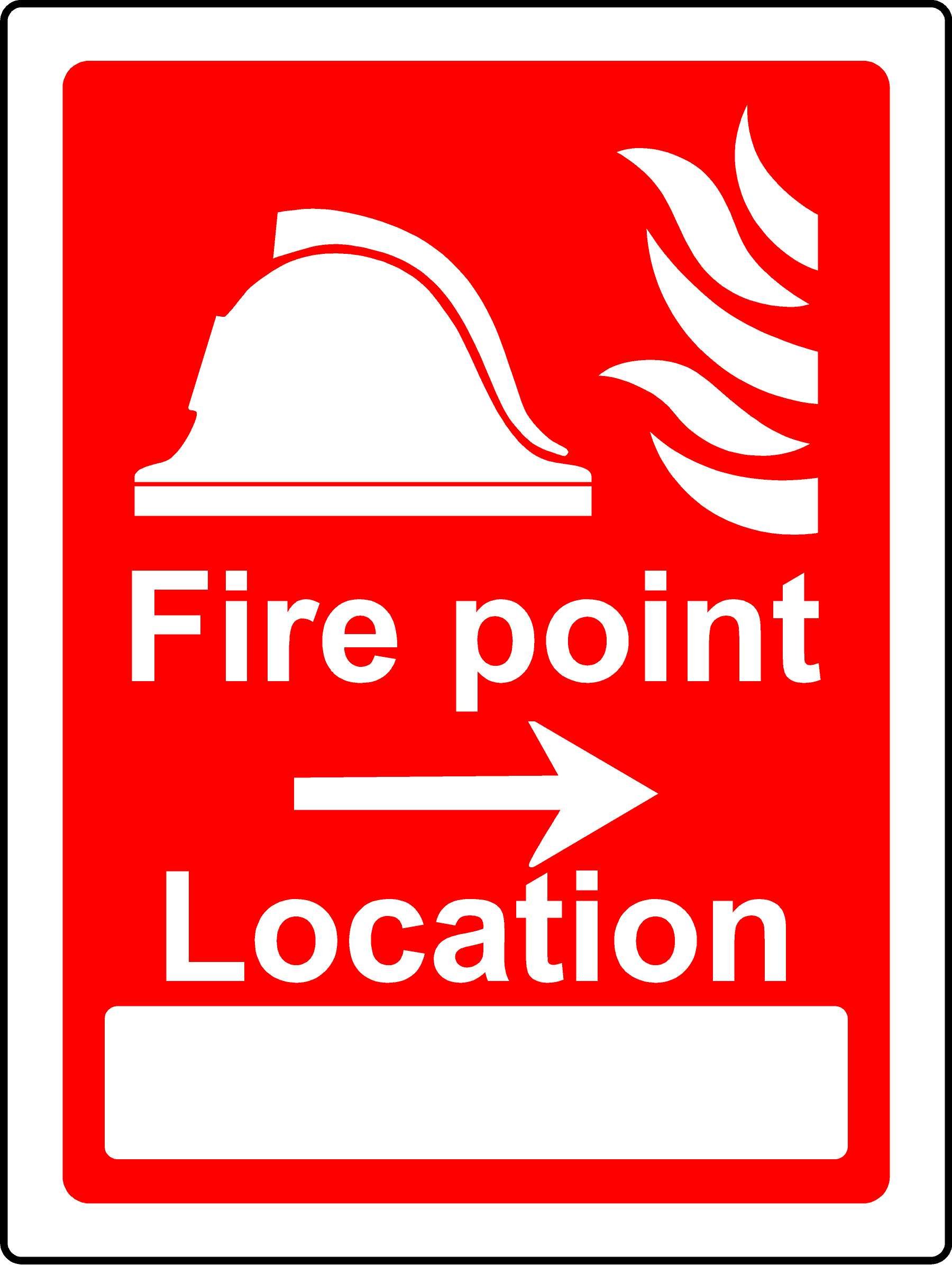 Fire alarm call point right arrow Safety sign - 1.2mm Rigid plastic 200mm x 150mm