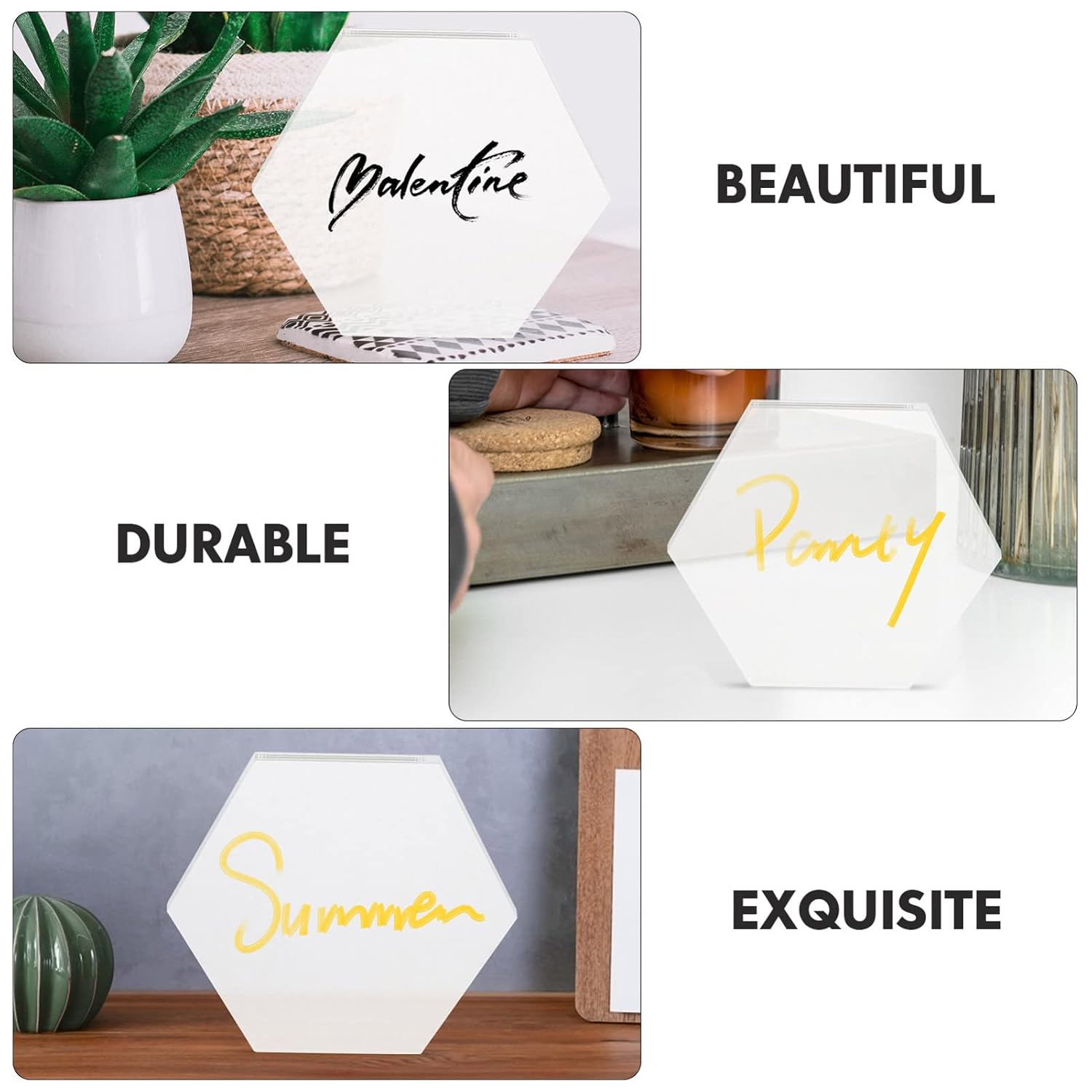 10pcs Hexagon Acrylic Boards for Decoration Thick Lightweight Crafting for Painting Displays and Table Decor