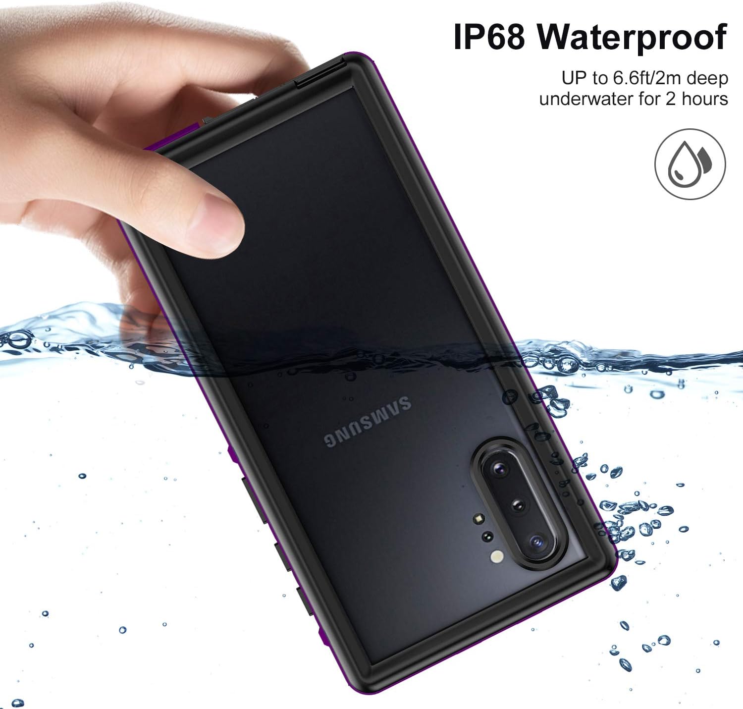 Fansteck Samsung Galaxy Note 10+ Plus Waterproof Case, IP68 Waterproof/Snowproof/Shockproof/Dirtproof, Fully Sealed Underwater Protective Cover for Samsung Galaxy Note10 Plus 5G(6.8-inch) (Purple)