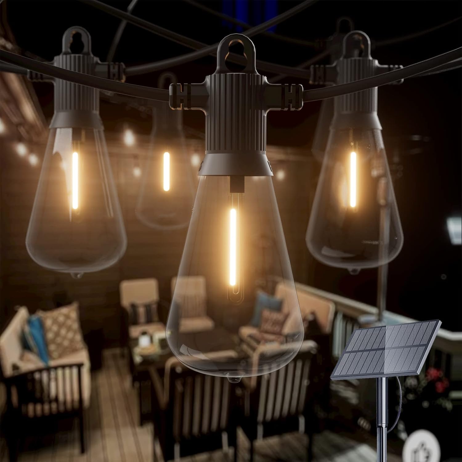 Outdoor Festoon Lights Solar, 31FT/10M LED Garden String Lights