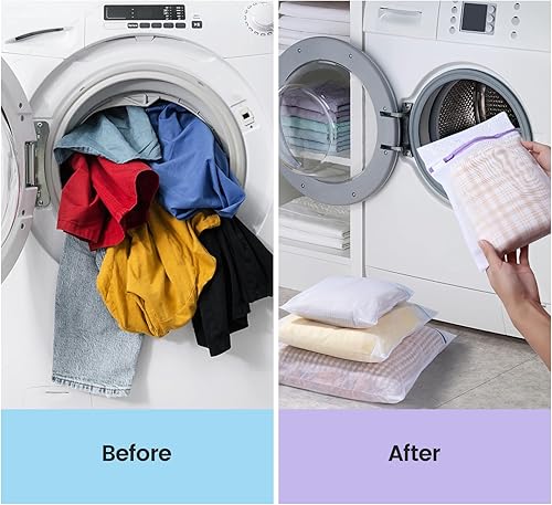 Miniatura 5 de Juego de 3 bolsas de malla para lavandería, bolsa de almacenamiento de viaje, bolsas de lavado de ropa para lavandería, blusa, brasier, medias, ropa