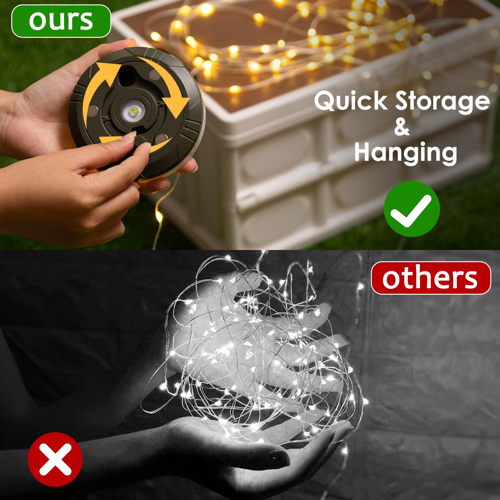 2Pack Camping String Lights 4-in-1 Quick Storage Camp Light 8Mode 32 8FT Hanging Tent Lights Rechargeable Camp Lamp — view 5