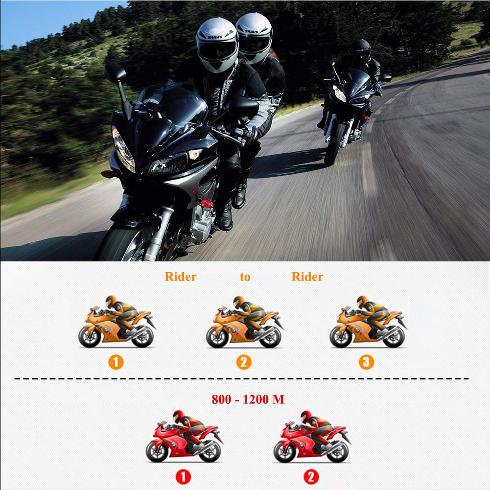 BT-S3 1000m Motorrad-Intercom-Helm-Headset Echtzeit-Kommunikationssysteme Freisprech-FM-Radio wasserdichte Bluetooth-Intercom für 2 oder 3 Fahrer(1 Stück)