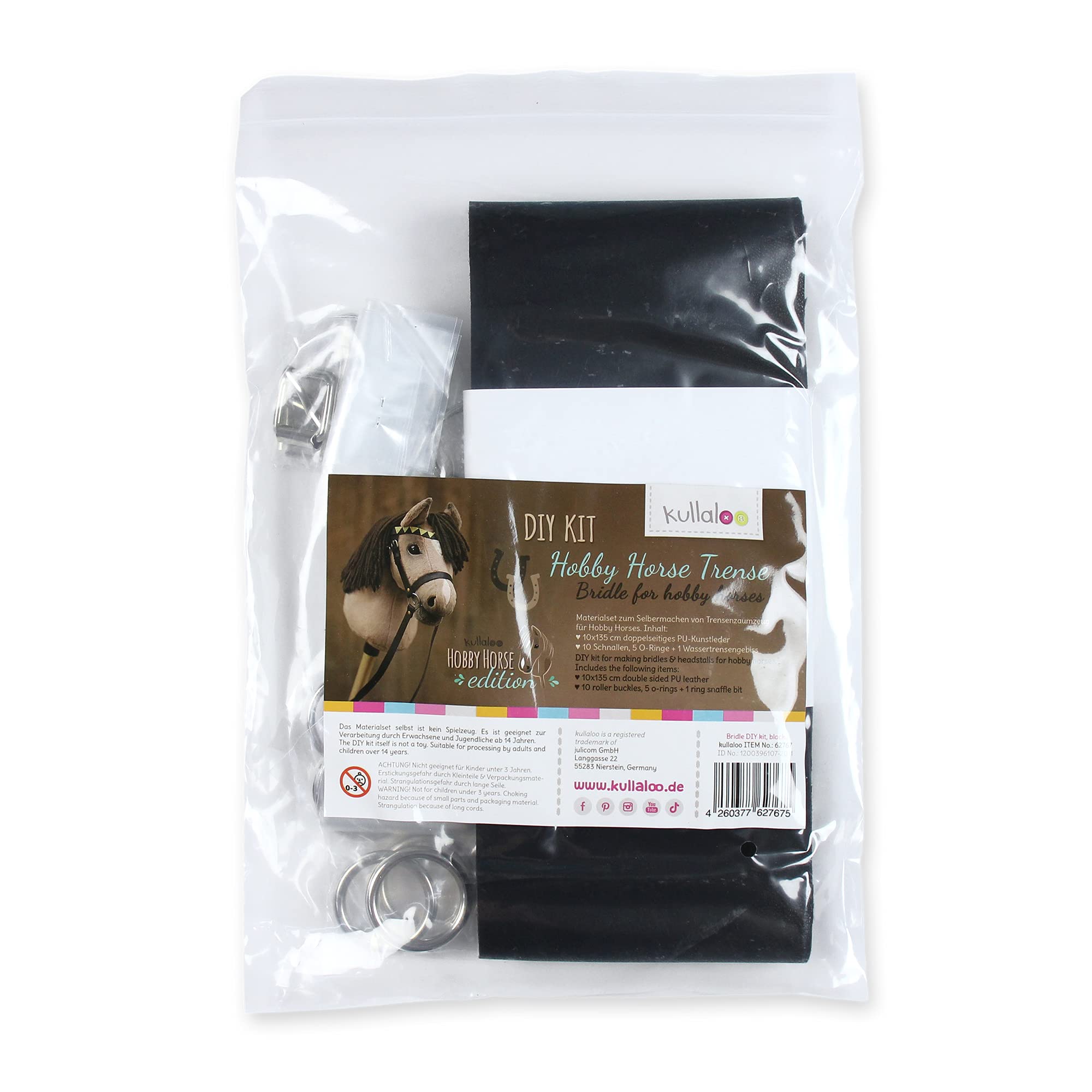 Hobby Horse Trense basteln: juego de materiales con piel sintética en negro (instrucciones se venden por separado)