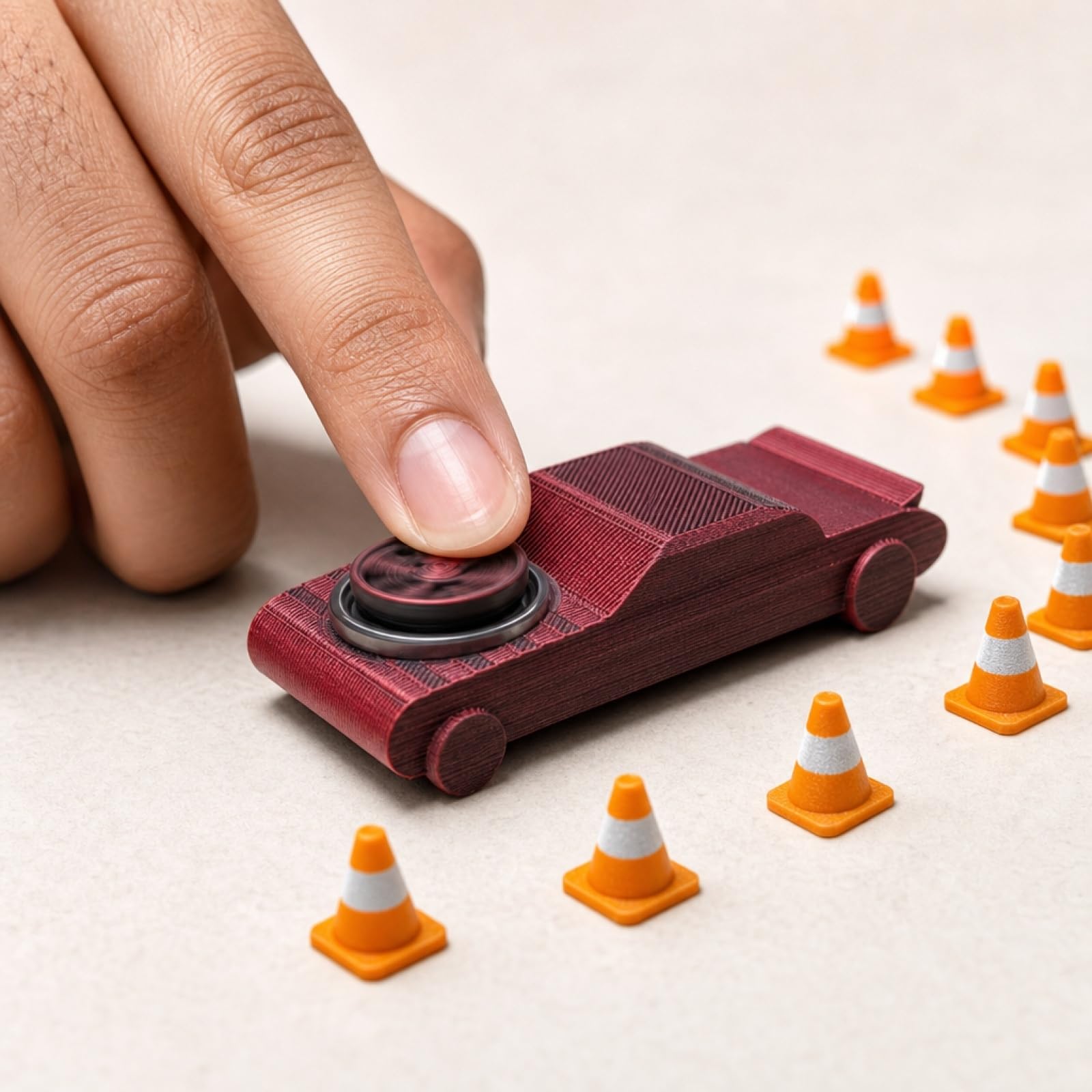 Drift Car, 3D Printed Pocket Size Fidgets, Pocket Drift Car with Spinner, Indoor Outdoor Home Office School Classroom Study Party，Red