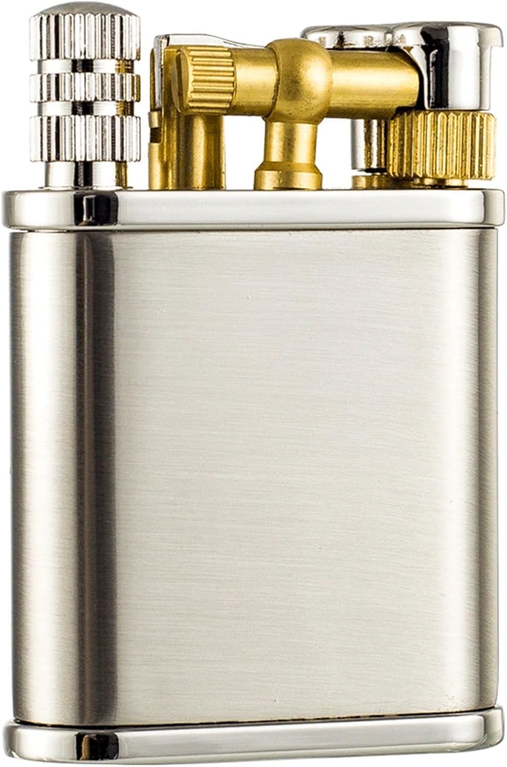 Vintage Trench Lighter, Forever Match Brass Lighter, Antique Kerosene Lighter Fluid refillable, Reusable Waterproof Forever Matches, Classic Gift for Men(Silver)