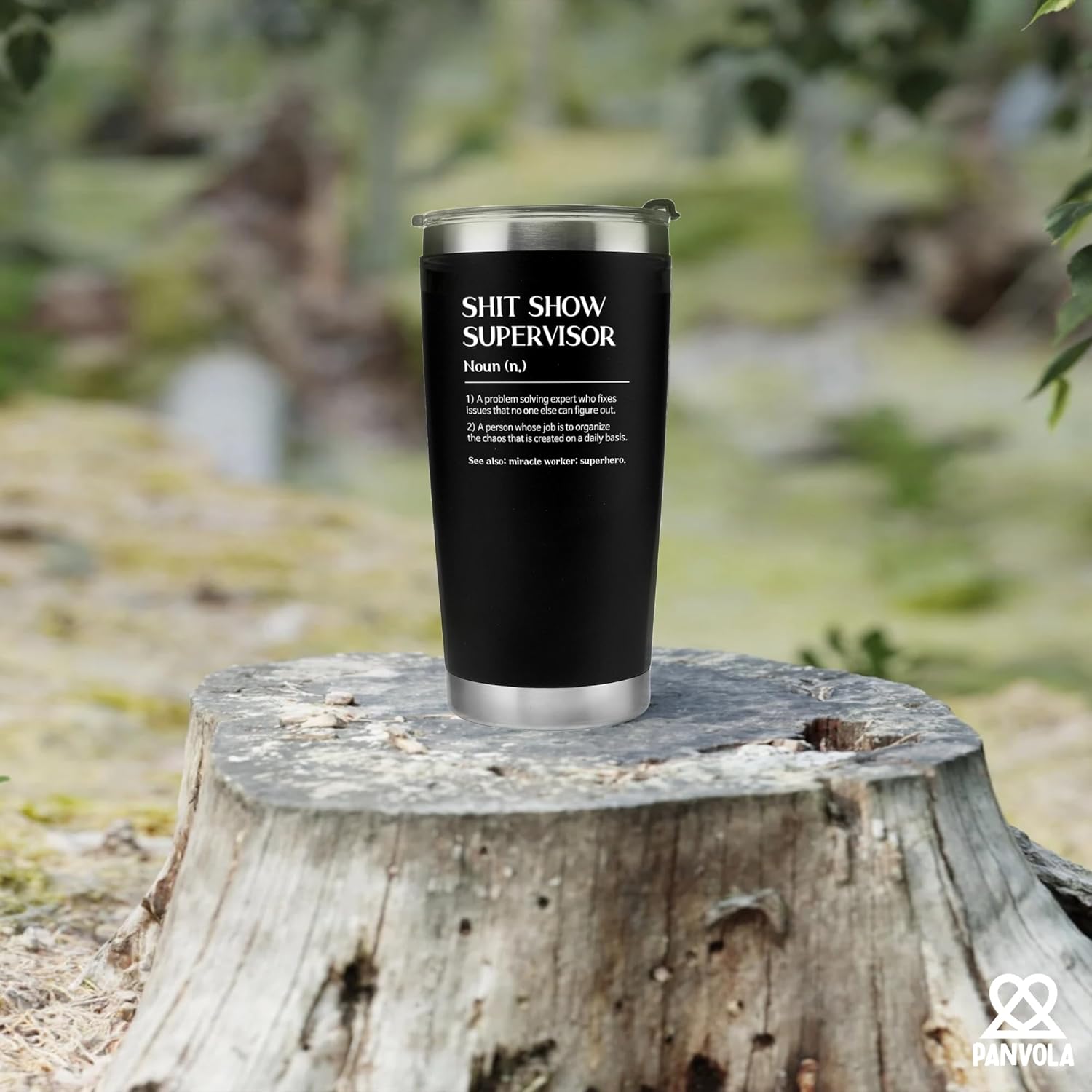 Panvola Shit Show Supervisor Definition Coworker Gifts Sarcastic Boss Manager Leader Funny Vacuum Insulated Tumbler Travel Mug Stainless Steel With Straw Removable Lid 20 oz Black - Image 6