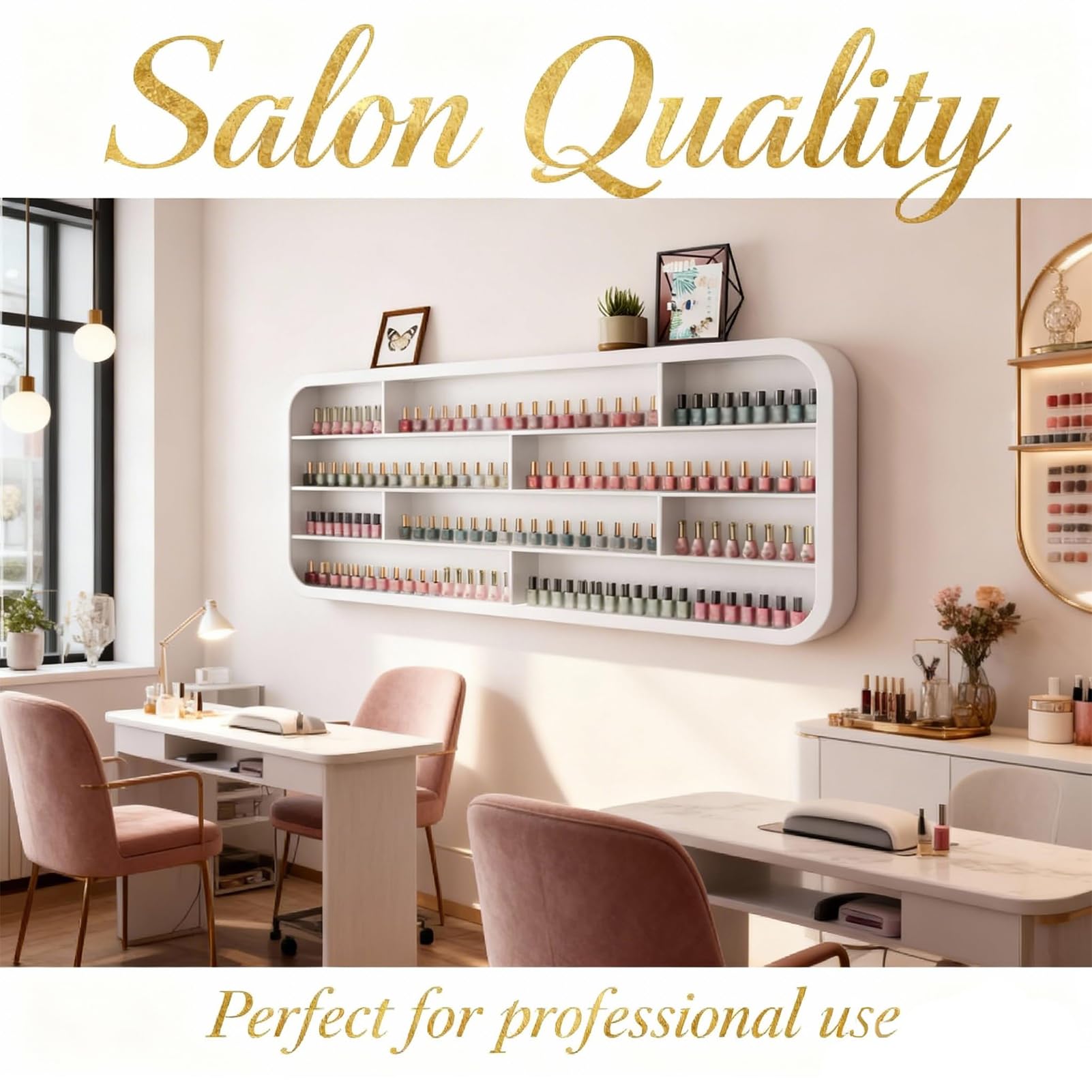 Présentoir Mural Vernis à Ongles, Étagère à 4 Niveaux Accessoires Manucur