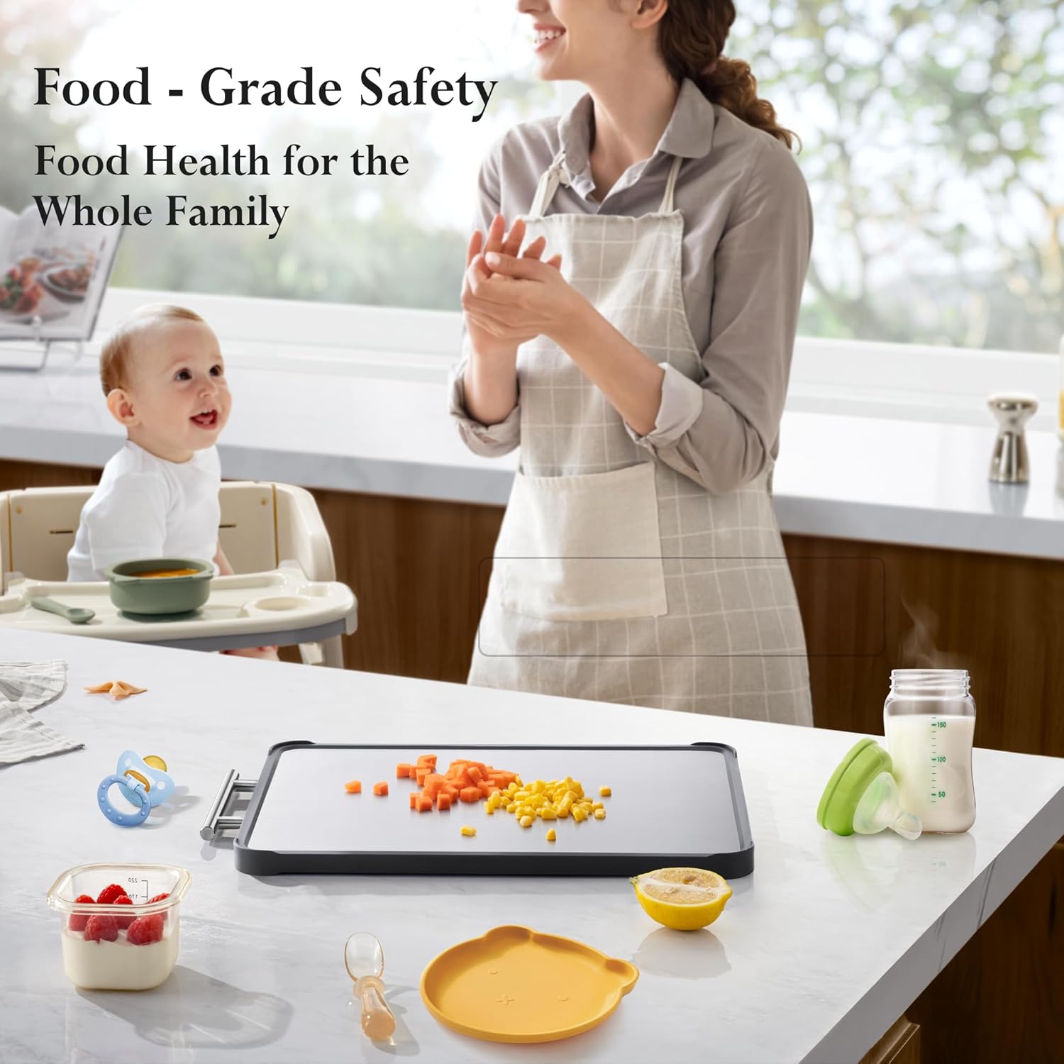 Stainl Steel Cutting Board Set, Lar Cutting Boards for Kitchen,