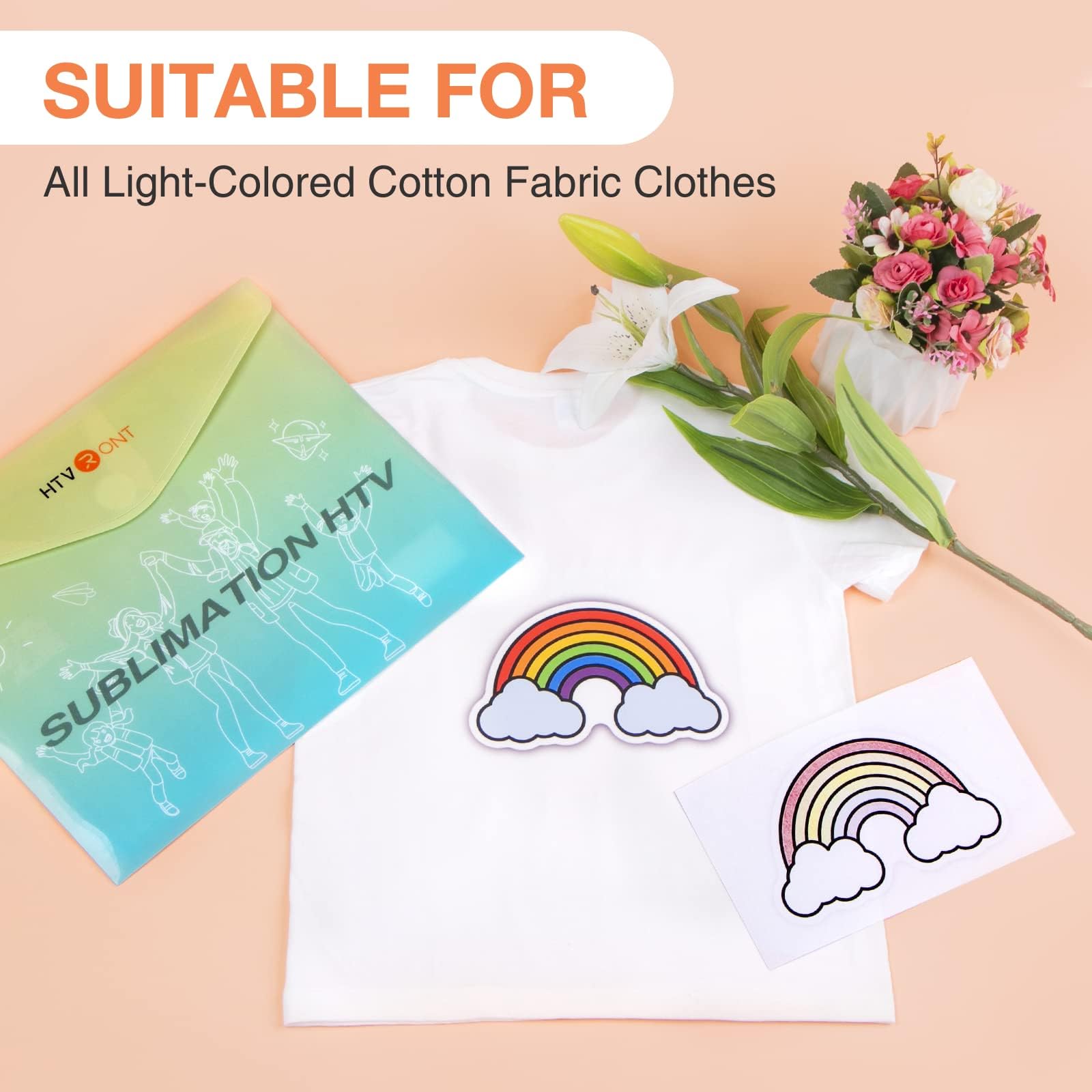 HTVRONT Klares Flexfolie für Sublimation – 30.5 x 25.48cm, 5 Blatt Sublimation Plotterfolie Textil für Helle Baumwollstoffe (Matt)- Sublimation Rohlinge