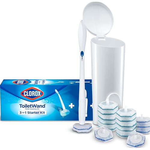 Clorox ToiletWand Toilet Bowl Cleaner- Toilet Brush, Storage Caddy and 16 Disinfecting Refill Heads