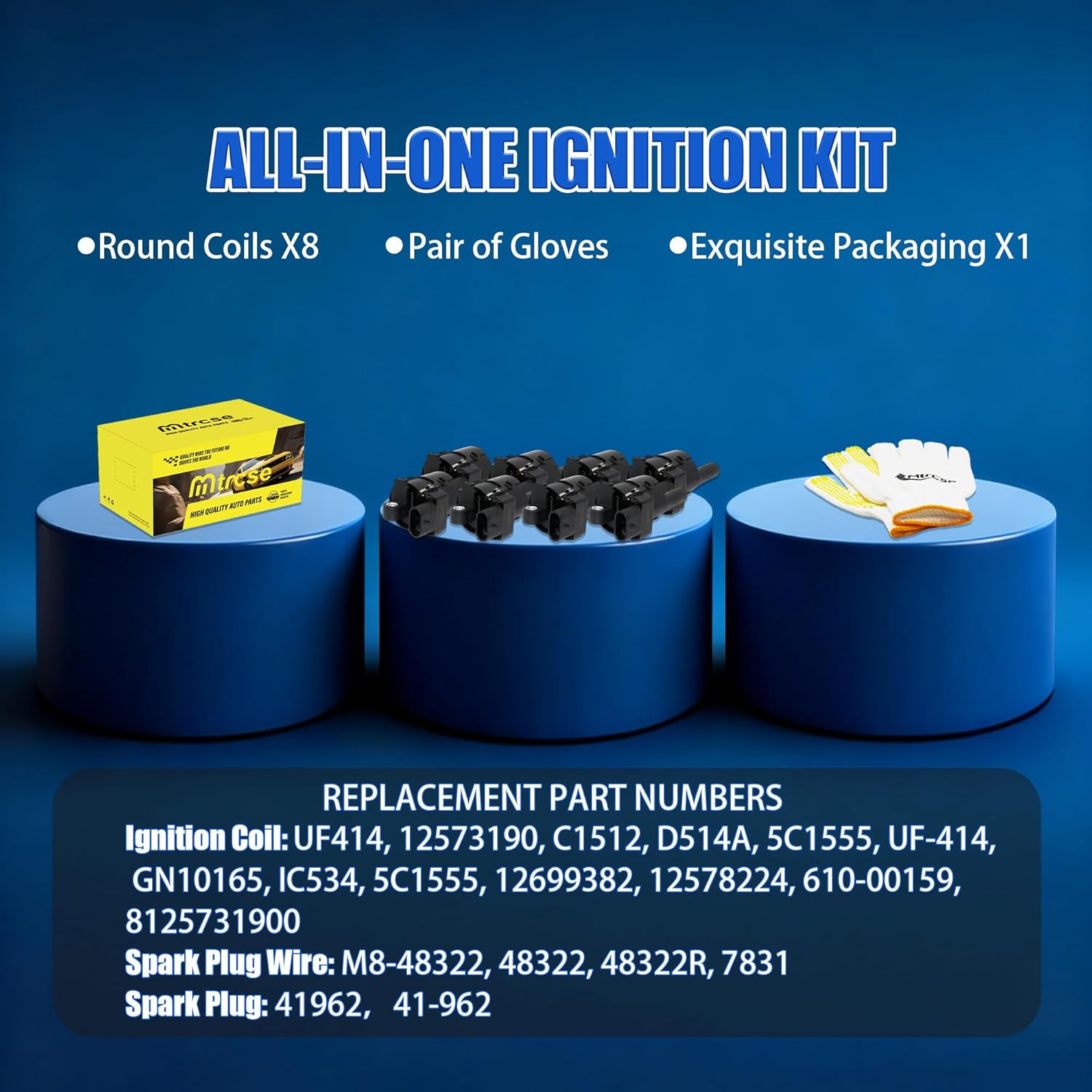 8PCS UF414 Round Ignition Coil Pack for Chevy Avalanche Camaro Canyon Corvette Express Impala SSR Silverado Tahoe Trailblazer GMC Envoy Savana Sierra Yukon Escalade Hummer 4.8L 5.3L 6.0L 6.2L V8