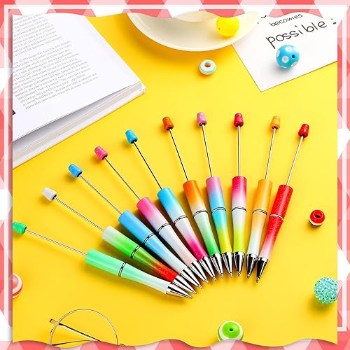 Miniatura 6 de 50 bolígrafos de cuentas de plástico a granel con 50 recambios para hacer bricolaje regalos para niños estudiantes oficina suministros escolares