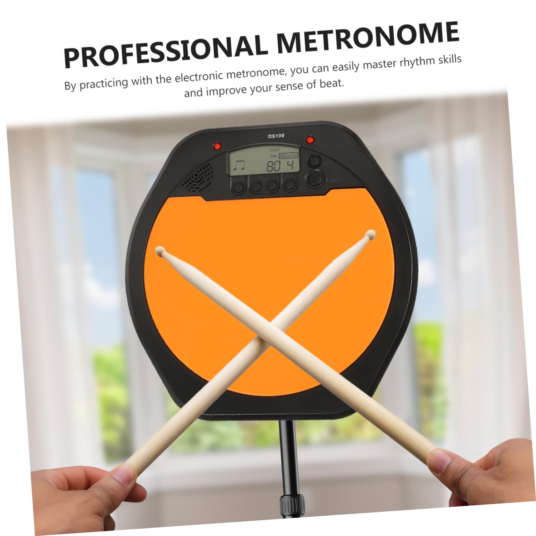 Cabilock Metrónomo Digital Pantalla Lcd para Pad de Batería de Práctica, Material Asb y Silicona, Función de Medición Tap Tempo para Entrenamiento Musical