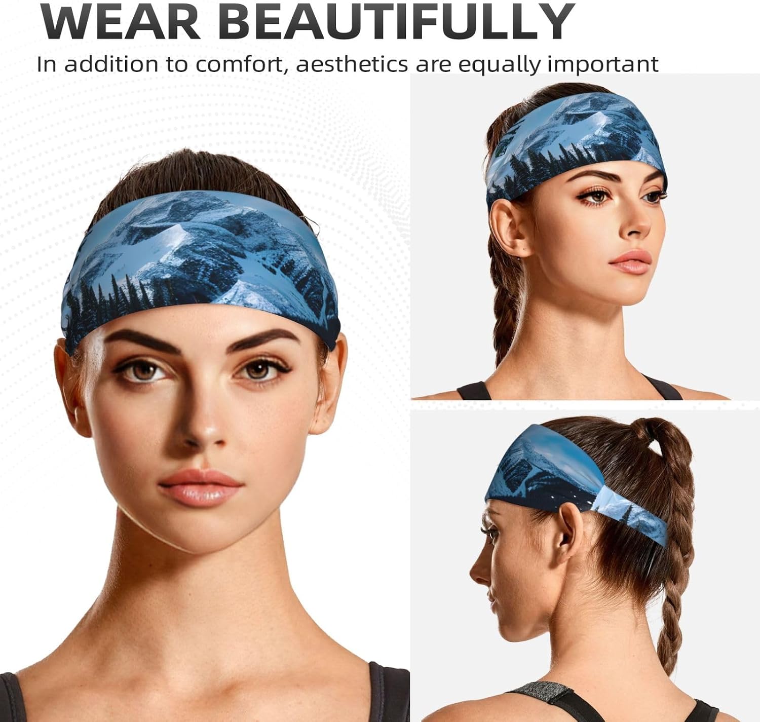 Snowboarding Print Ultra-Soft Elastic Headband Sports Running Gym Outdoor Activities Gifts Headwear