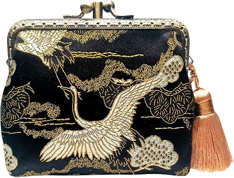 Vintage Brocade Buckle Coin Purse Kiss-lock Wallet for Womencrane