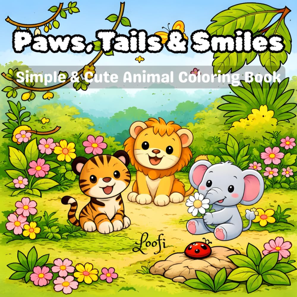 Paws, Tails & Smiles: Simple & Cute Animal Coloring Book