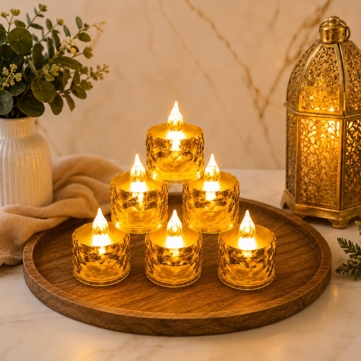 Crystal LED Tea Lights - Pack of 6 -1 Crystal LED Tea Lights - Pack of 6 -1