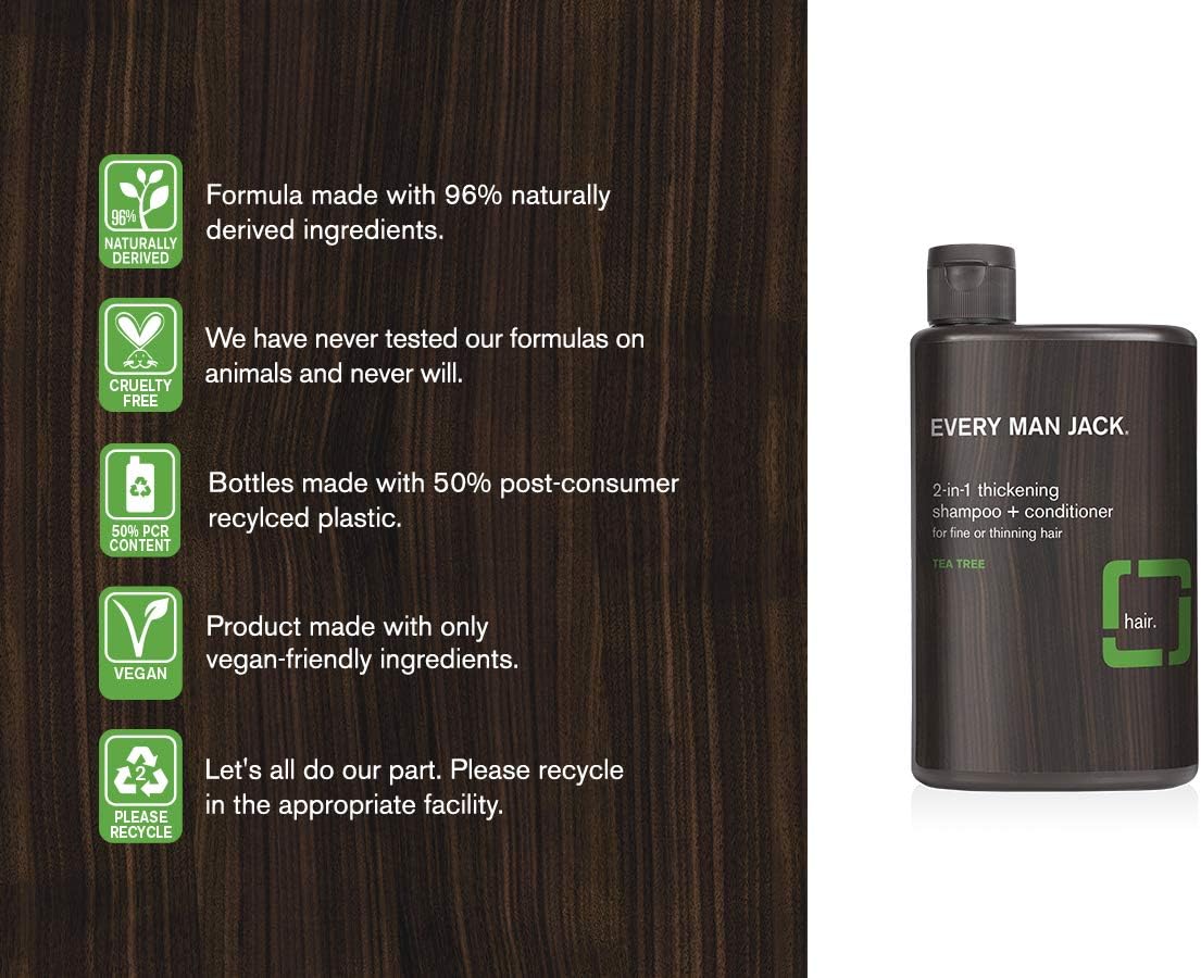 Every Man Jack 2-in-1 Thickening Shampoo - Tea Tree, 399.2 ml (Pack of 1) - Image 4