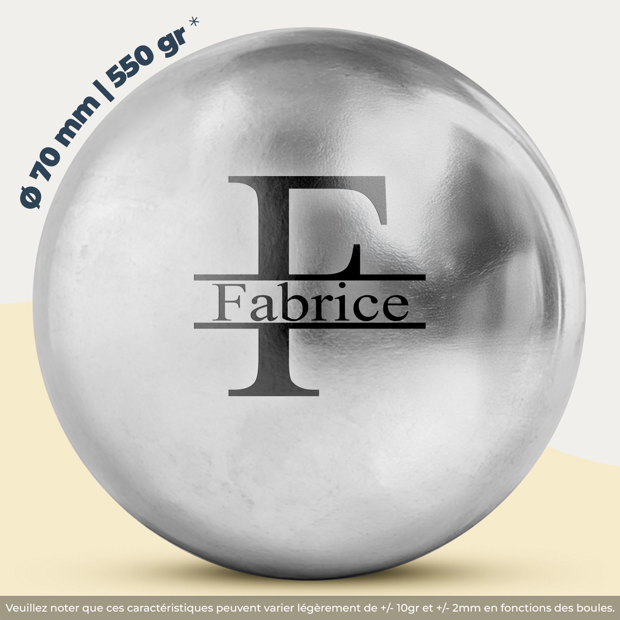 KDO MAGIC - Boule de pétanque personnalisée - Triplette 550g gravée - Pétanque Personnalisable - Lot de 3 Boules et 1 cochonnet - Idée Cadeau