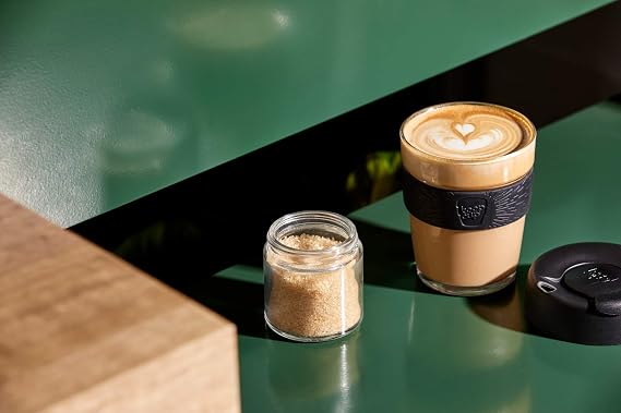 KeepCup Brew, Reusable Coffee Cup - Tempered Glass and Splashproof Sipper, M 12oz/340ml - Black