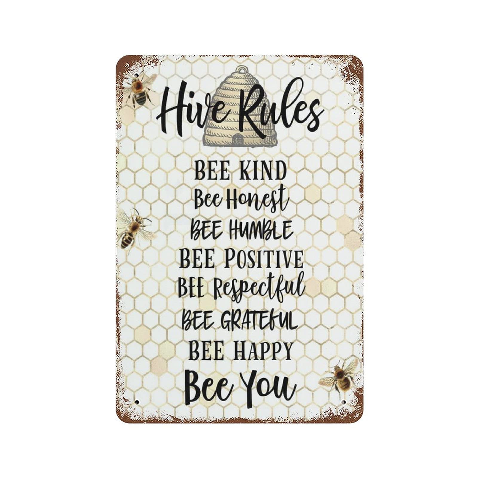 Targa In Metallo Decorativa Dreacoss 'In A World Where You Can Be Anything Bee Kind' – 20x30 Cm – Vintage Per Pareti Di Cucina E Soggiorno