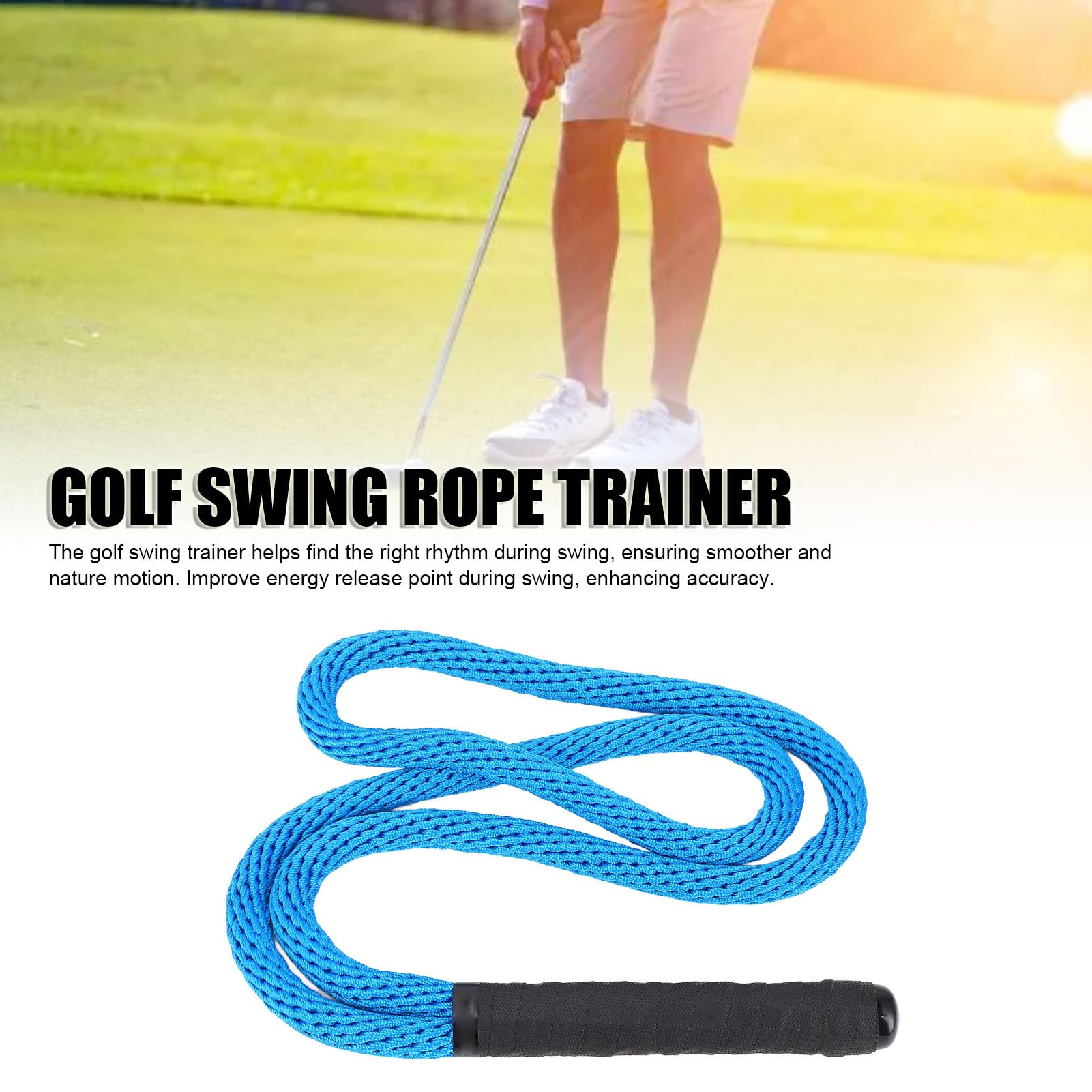 AMONIDA Entrenador de Swing de Golf, Cuerda de Práctica de Poliéster