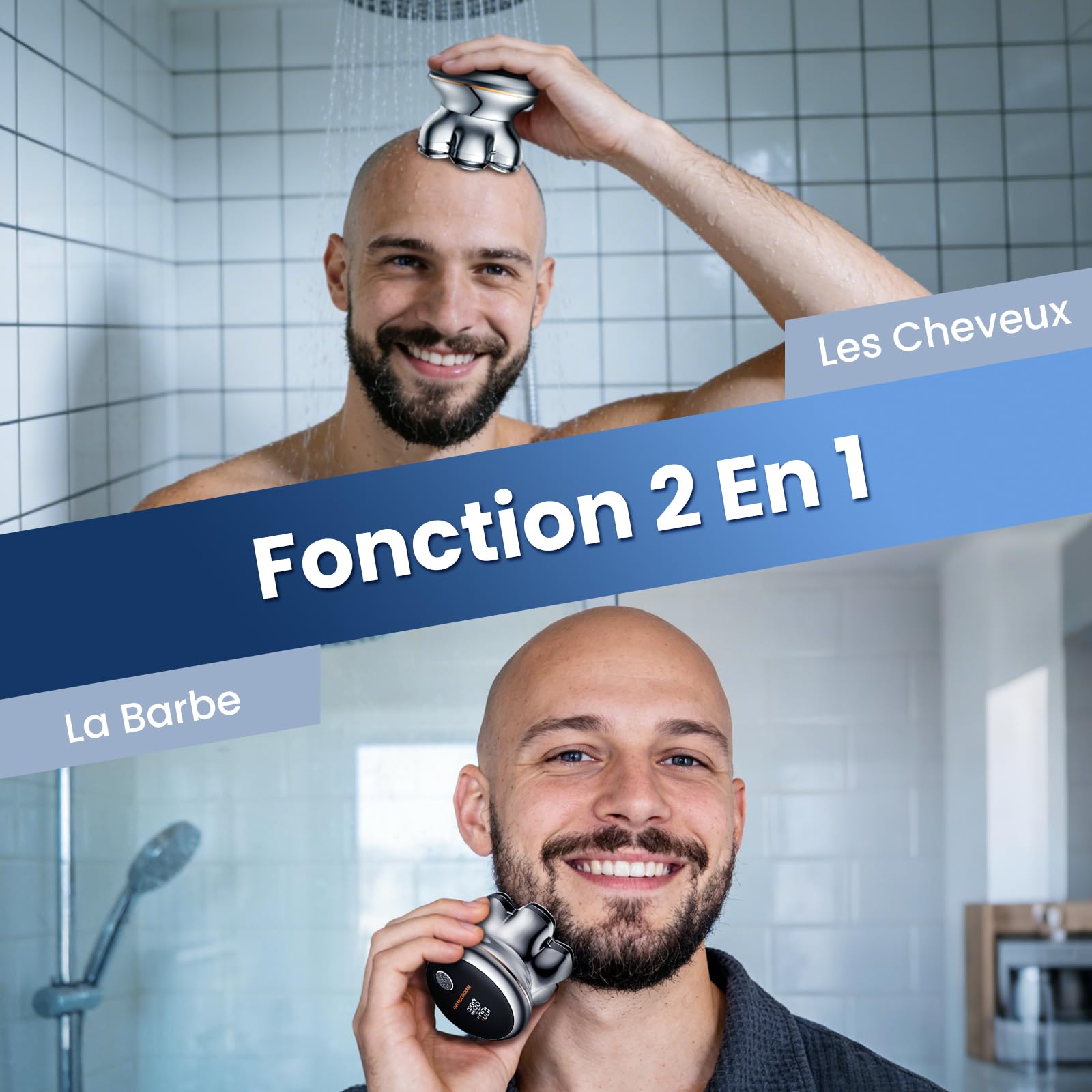 MAXGROOM 7D PRO Rasoir Tete Chauve Homme,Tête Magnétique,2 Vitesses(7500/8800 RPM) Tondeuse Crane Chauve,IPX6 (Sec & Humide), Autonomie 140 min USB-C,Idée Cadeau Pour Homme–Offert à Mari Papa