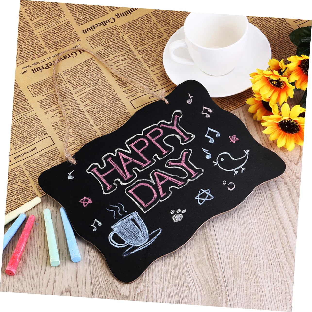 Housoutil 3pcs Mini Wooden Double-Sided Message Board Creative Blackboard for Home Office Decorative Blackboard Wavy Edges