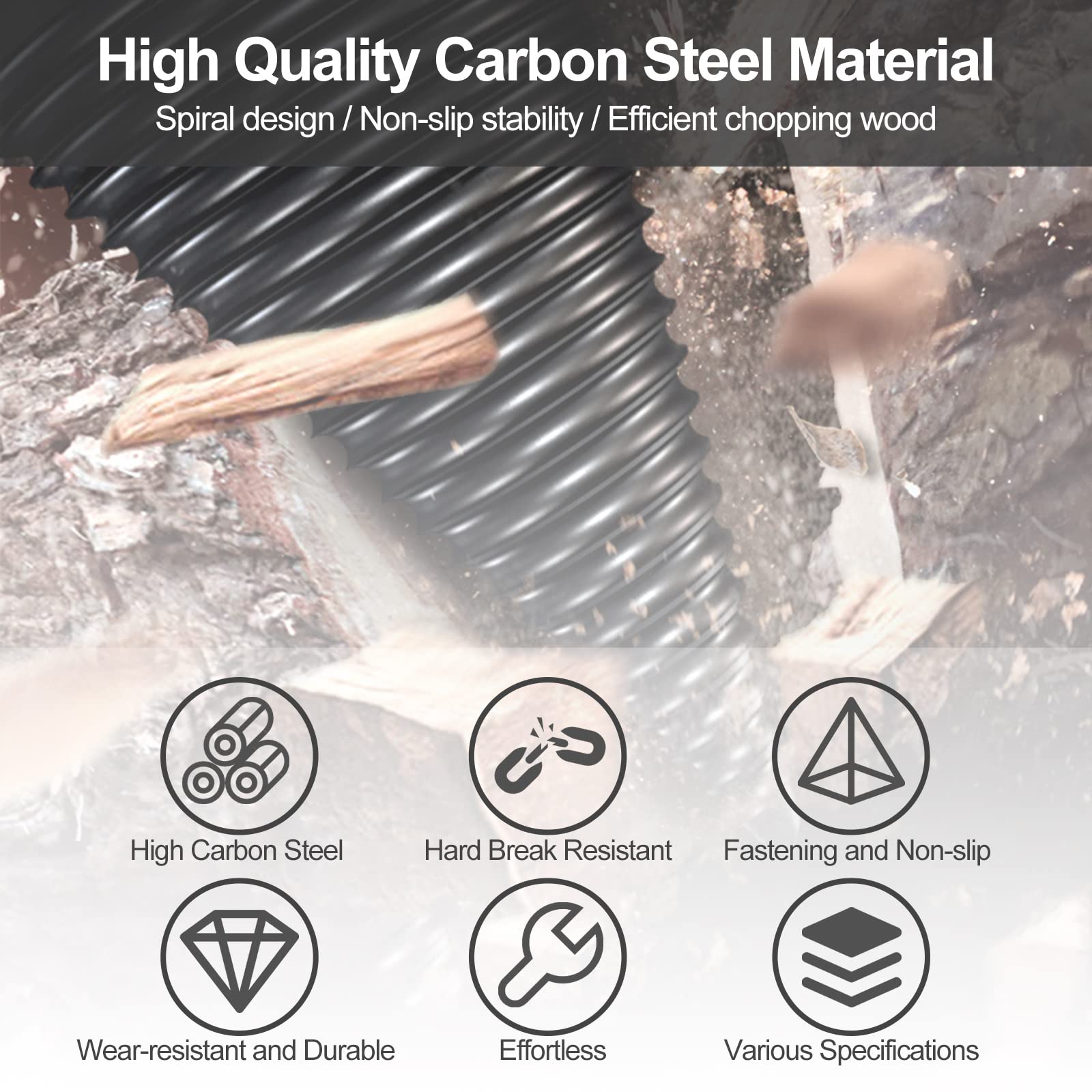 Esparcidor de madera de cono de perforación, 32+42mm, 5 piezas, acero al carbono, para taladro eléctrico, división de leña de calefacción