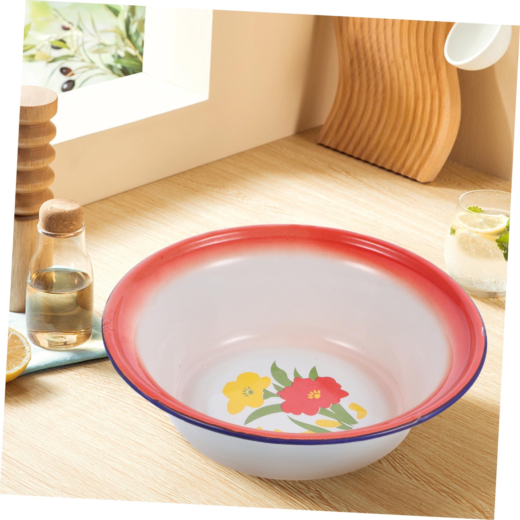 Plato Esmaltado Vintage 5 Piezas, Elegante y Compacto para Picnic Camping | Diseño Delicado y Reutilizable, Adecuado para Servir Frutas y Platos, Estilo Clásico, Acabado de Esmalte Estilo Aleatorio