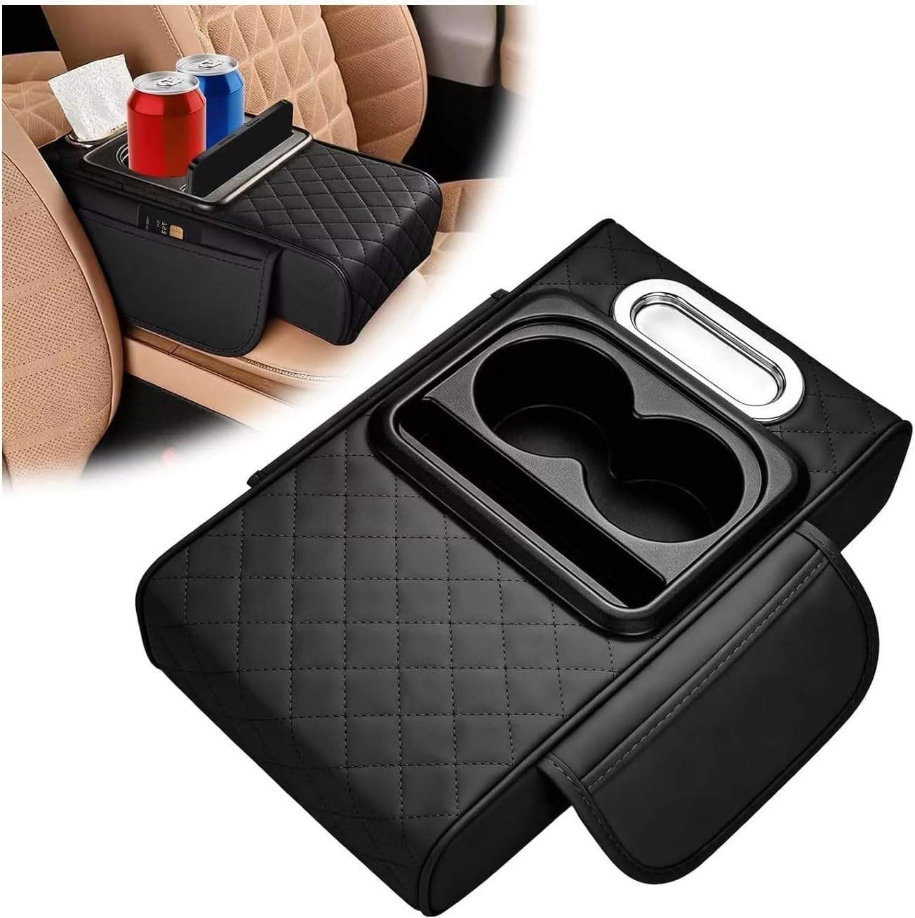 Car Armrest Cushion Pads for Austin Allegro 2 | Premium Nappa leather, zoned storage, and relief for elbow soreness while driving