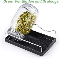 Vista 2 de Kit de 2 tarros de germinación de boca ancha con tapas de brotes de pantalla de acero inoxidable 316, bandeja de melamina, soporte y cepillo