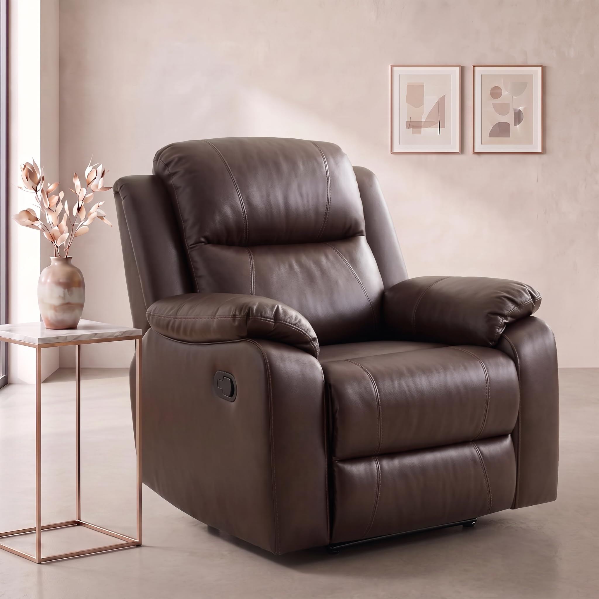 Photo 1 of NicBex Manual Leather Recliner Chair, Brown