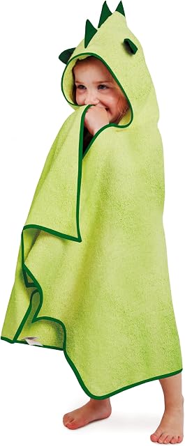 Cuddledry Cuddleroar Bamboo Soft Hooded Towel | Fun Toddler and Baby Bath and Swim Hooded Towels | Made with 100% Oekotex Accredited Bamboo & Cotton | Perfect For Ages 1-3 | Green Dinosaur