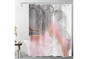 Elegant Pink and Grey Marble Shower Curtain by LB Decor