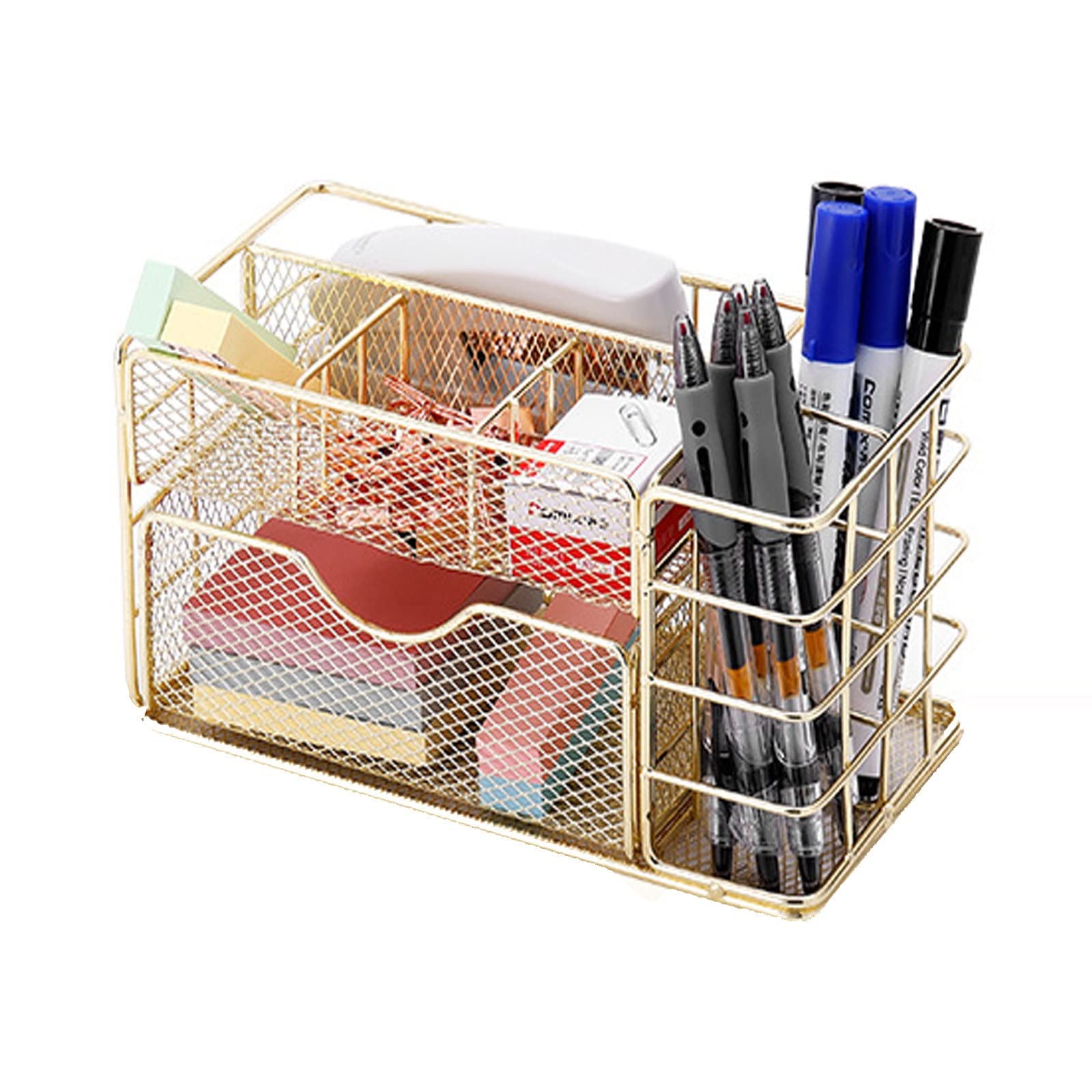 Organizador de Escritorio con cajones, Ideal para Oficina y hogar (Dorado, 22 x 11 x 11 cm)