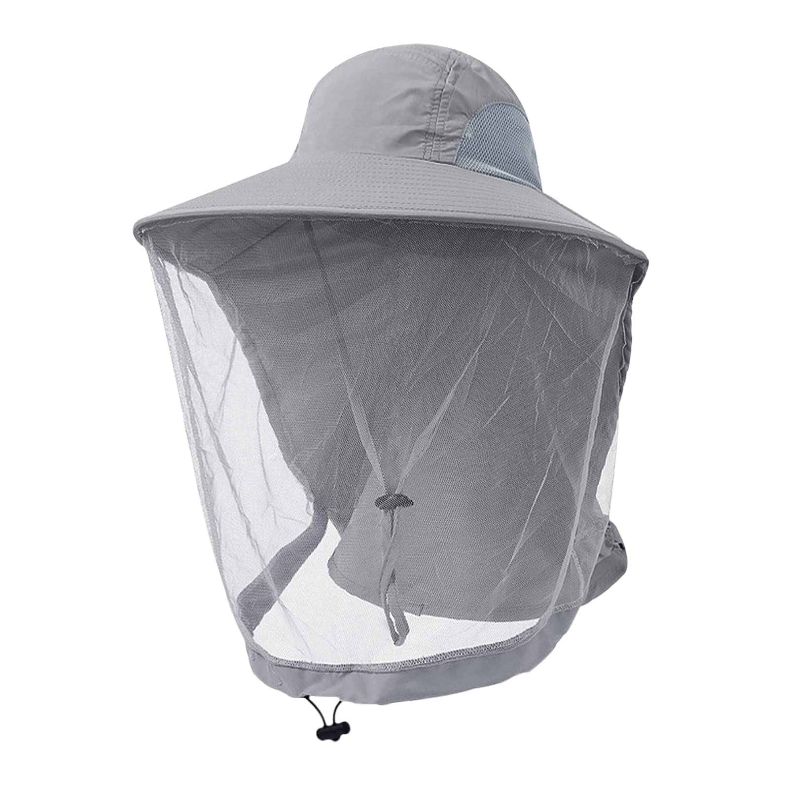 Head Net Veil Hat Mosquito Mesh Bucket Hat Safari Sun Cap Mesh UV Protection Fishing Beekeeping Gnat Bug Cap Light Gray