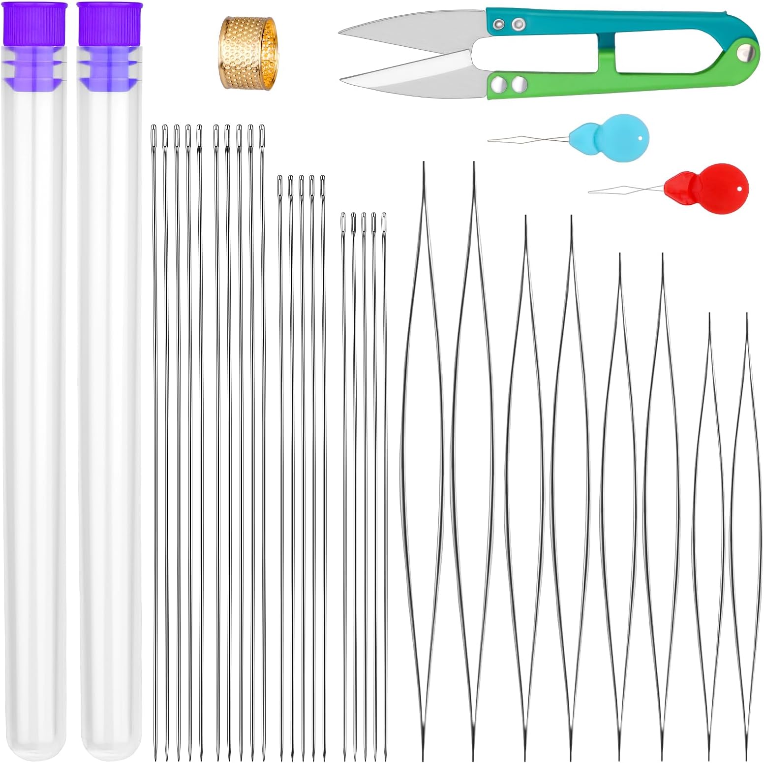 UOOU 28 Pcs Beading Needles Set, Beading Needles for Seed Beads Include 20 Pcs Long Straight Beading Thread Needles & 8 Pcs Big Eye Bead Needles for Jewelry Making