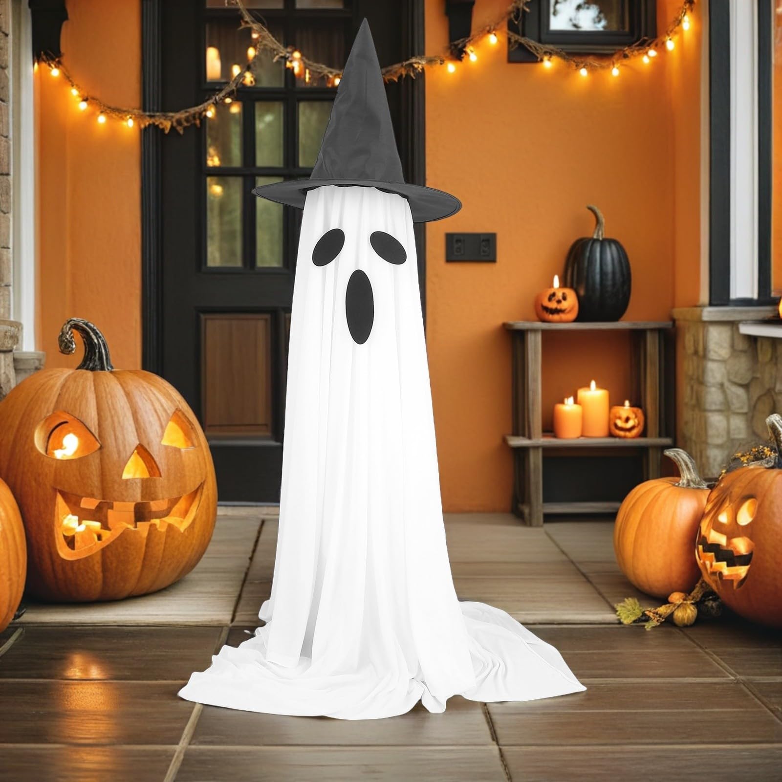 Toyvian Decorazione Halloween da Esterno Fantasma Spaventoso e PVC Altezza 165cm Supporto a Colonna per Giardino e Veranda Facile da Montare e Interattiva