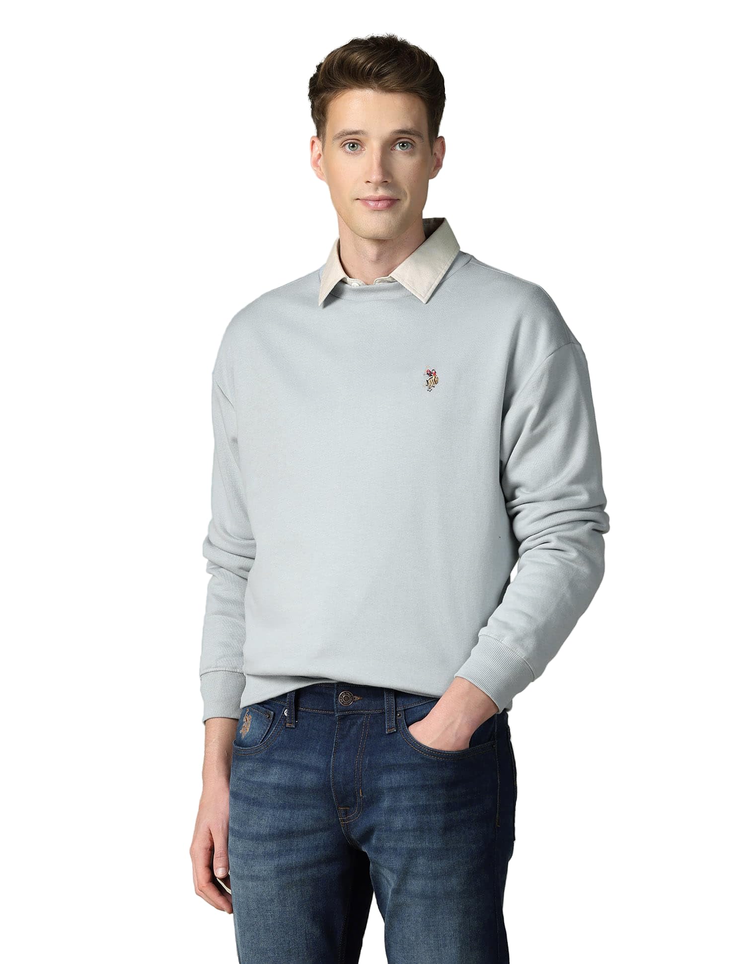 u.s. polo assn. Knitted Relaxed Fit Sweatshirt for Men - Comfortable, Full Sleeves Men Sweatshirts-picture-33
