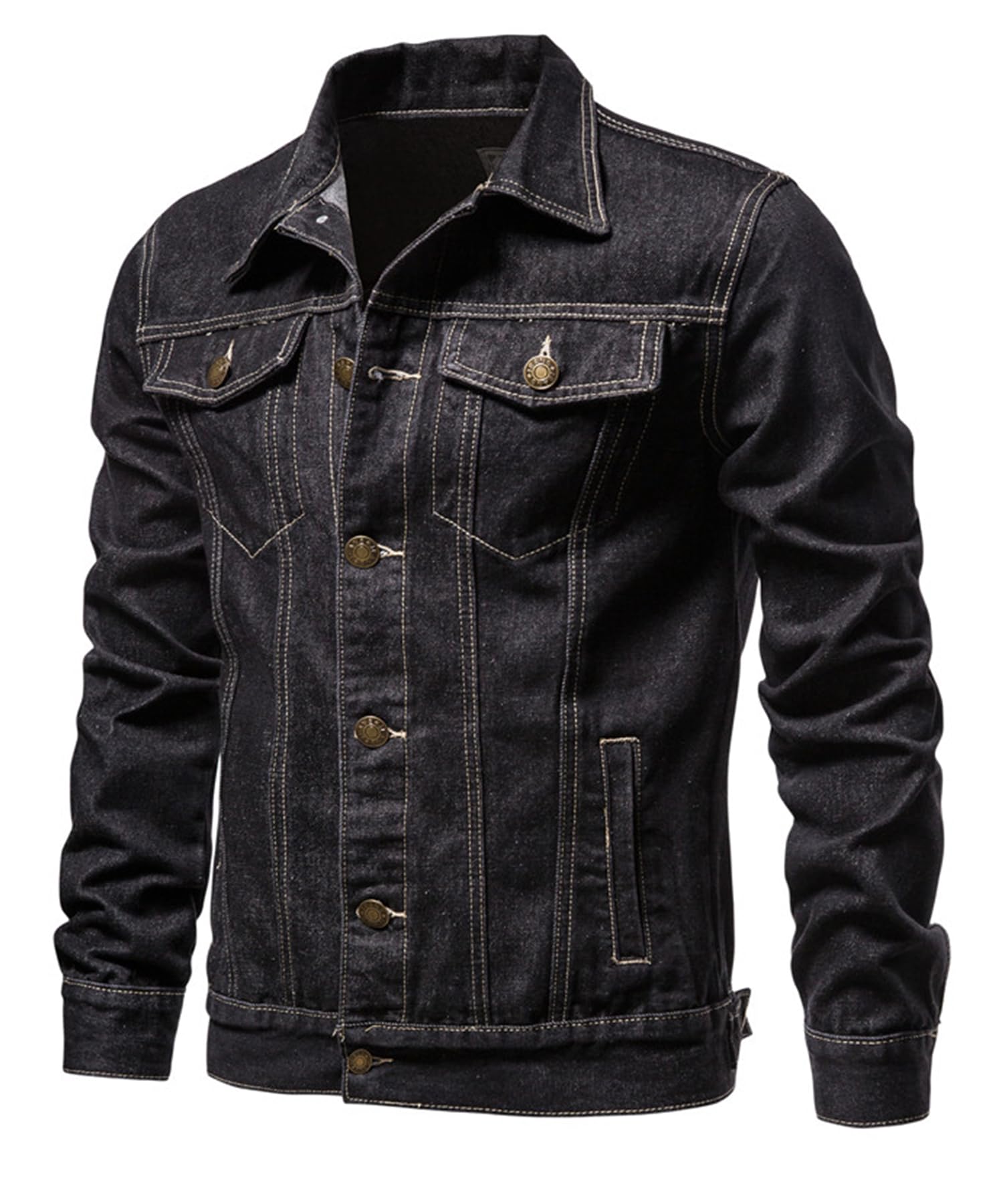 Giacche di jeans da uomo The Trucker Giacca Classic Retro Vintage Giubbotto in cotone Lapel Cappotto da Lavoro Casual Giubbino Jeans Giacca in Denim per Capispalla Fotografia Biker Moto