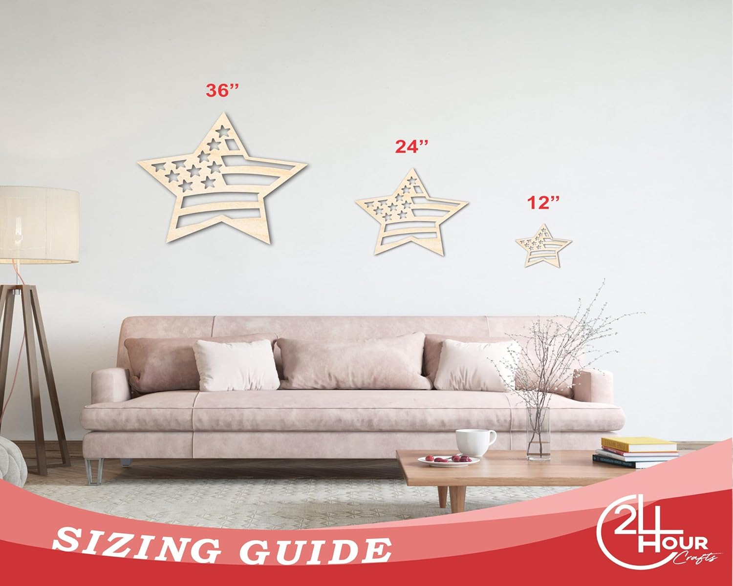 Unfinished Wood USA Star Shape Craft up to 46" 24" / 1/4"